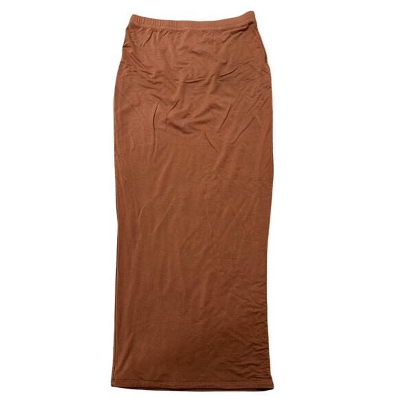 Naked Wardrobe Mocha Brown Straight Midi Bodycon Skirt Minimalist, M Like New - Picture 7 of 7